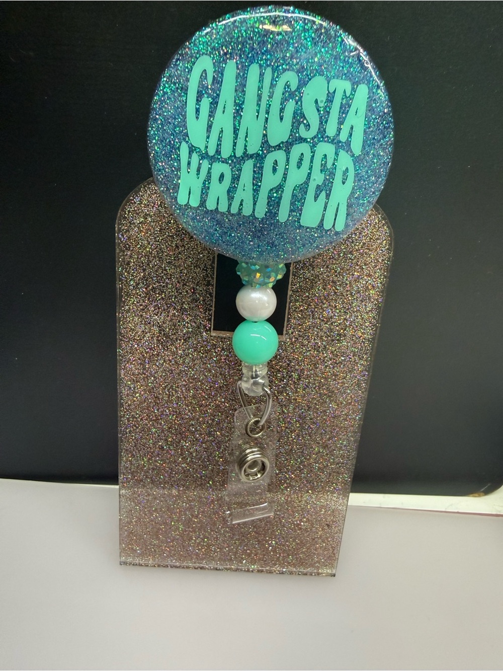 Sterile processing “Gangsta Wrapper' Badge Reel in Teal and Aqua
